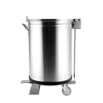 50L/100L Foot Pedal Operated Round Stainless Steel Waste Bin Commercial Kitchen Metal Trash Can Large Capacity