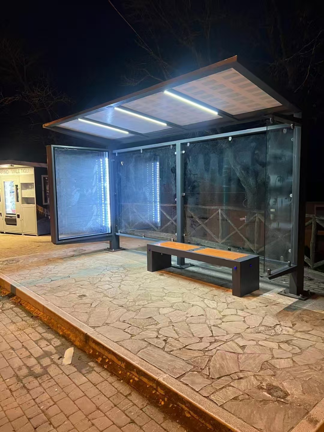 Customized solar powered bus booth