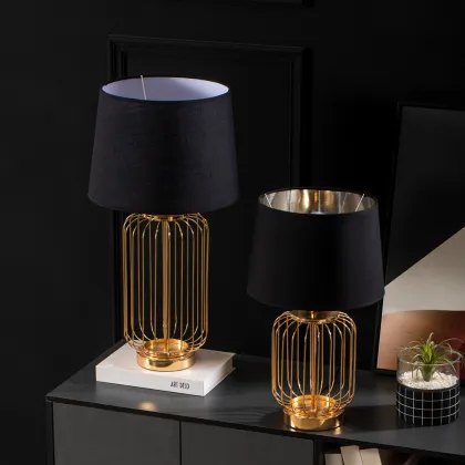 Manor Corridor Beside Decoration: Luxury Golden Iron Net Base Table Lamp for Study Desk