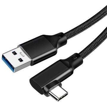 Braided Metal Housing 3A 10Gbps Fast Charge 90° Angled USB A to C Cable
