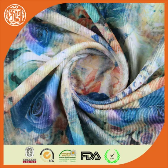 Mid East Fashion Knitting Corduroy polyester printed fabric