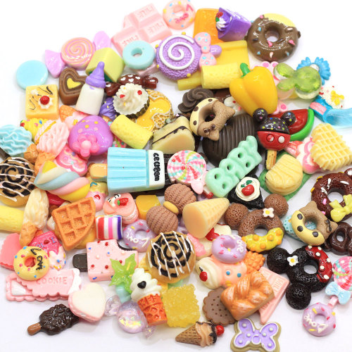 Mixed Resin Simulation Food Home Ornament Sweet Candy Donut Cabochon Beads Dollhouse Toys for Key Chain Making Hair Clip DIY