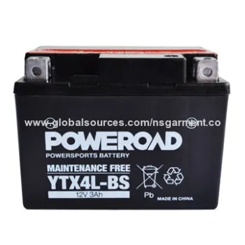 Maintenance-free Motorcycle Battery, Supplied Dry with Acid Bottle, 12V/3Ah Capacity