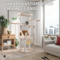 Small Luxury Wool Cat Tree Tower Indoor Scratcher Compact Cat House Multi Level Climbing Structure Cute Christmas Pet Furniture