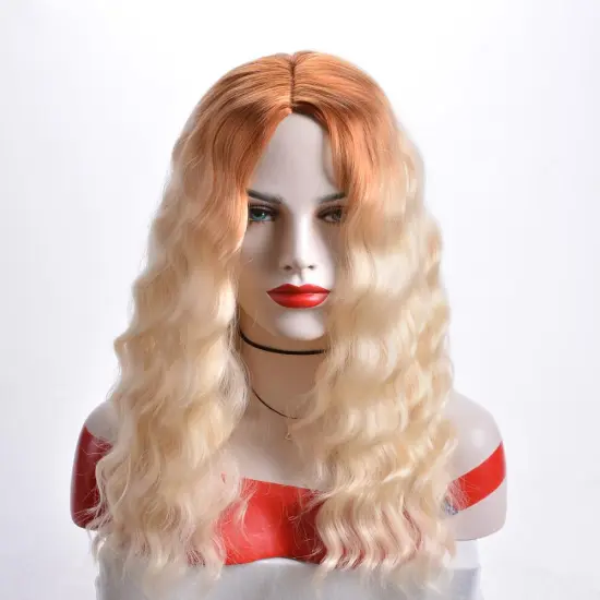 AiShiLi Factory Hair Wholesale Long Body Wave Ombre Wigs with Brown Root for Women Heat Resistant Synthetic Hair