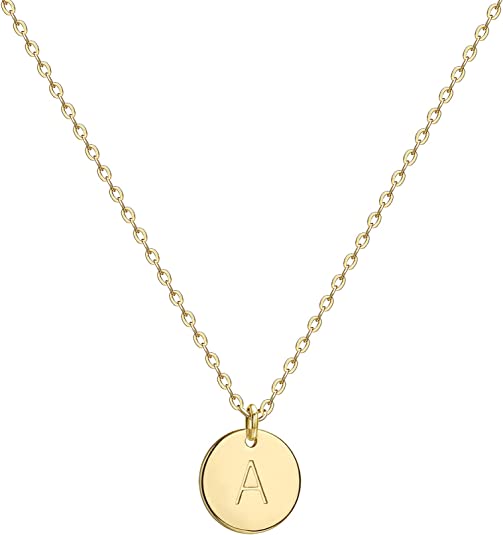 Gold Initial Pendant Necklace Double Side Engraved