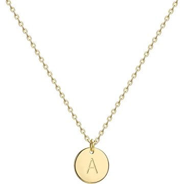 Gold Initial Pendant Necklace Double Side Engraved