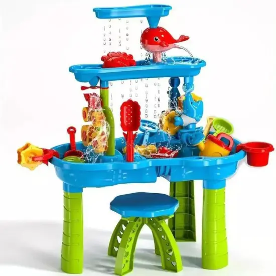 Summer Beach Fun: 2-in-1 Sand and Water Table Toy for Kids