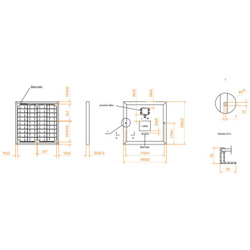 Panel solar 12V 15W kecil disesuaikan untuk lampu