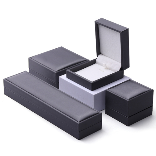 Luxury Black Leather Ring Necklace Velvet Jewelry Box