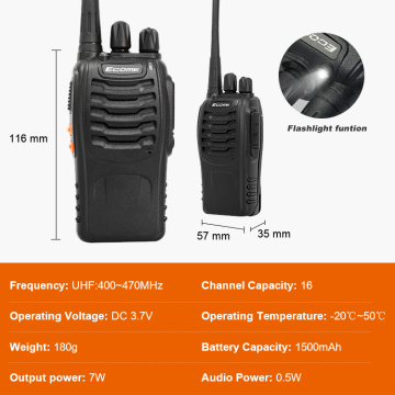 Ecome Hot Selling Factory Potente Radio Two Way Handheld UHF Walkie Talkie