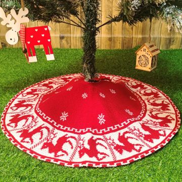 Gonne dell'albero di Natale rosso personalizzabile a maglia - Decorazioni di lusso per la tua stagione festiva