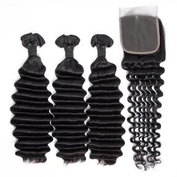 Fumi Super Double Drawn Deep Curly Virgin Hair, Raw Indian Hair Curly Weave Bundles Human Hair Extension
