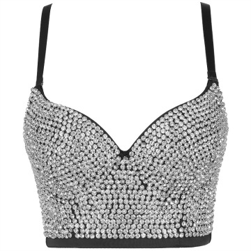 Bling Rhinestones Women's V Neck Sleeveless Camisole Tank Top