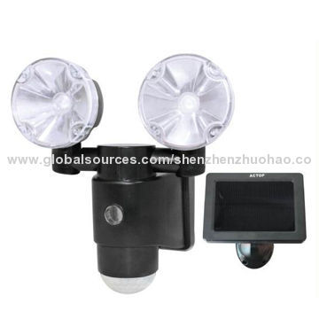 Shenzhen ACTOP PIR Security Solar Light with Alarm Function, 5.5V DC/1A Power Adapter