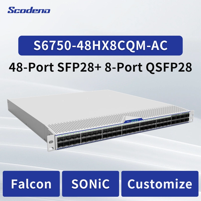 48XSFP28 + 8xqsFP28 Top-of-Rack Data Center Switch Kina Produsent