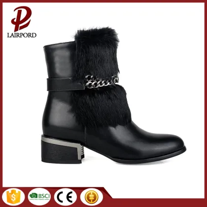 newest stylish real fur leather ankle boots