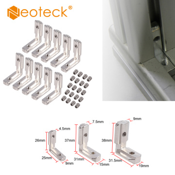 Neoteck 10 Pcs 3030/4040 T Slot Aluminum Profile Carbon Steel L-Shape Brackets 90 Degree Interior Corner Connector