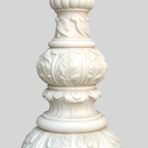 Luxury Carved Face White Marble Candle Holder