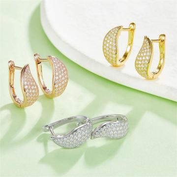 Großhandel 0,5CT VVS Moissanitohrringe 925 Sterling Silber Gold Plattierer Hoop -Schmuck für Frauen