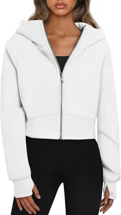 European and American Hooded Zipper Short Coat Casual Plus Velvet Long Sleeved Sweatshirt - OEM