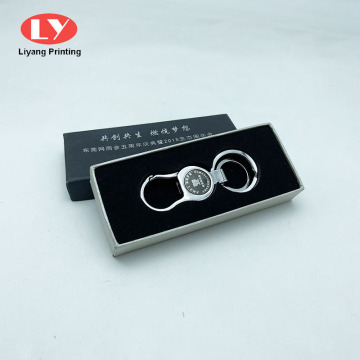 Aangepaste zilveren letters ivoor parelpapier Keychain Box