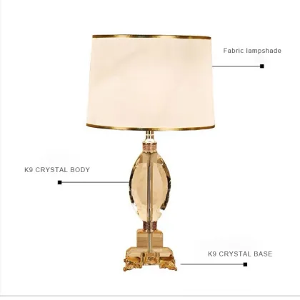 European Style Light Luxury Crystal Romantic Bedroom Bedside Lamp