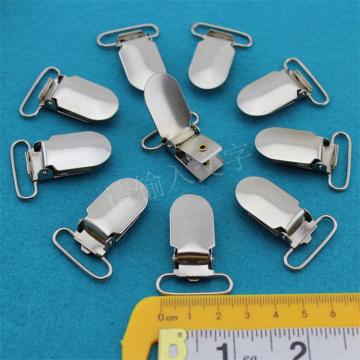 Metal Suspender Pacifier Ribbon Clips Holder Plastic Insert Nickel-plated garment clips prendedor de chupeta 50 pcs/lot