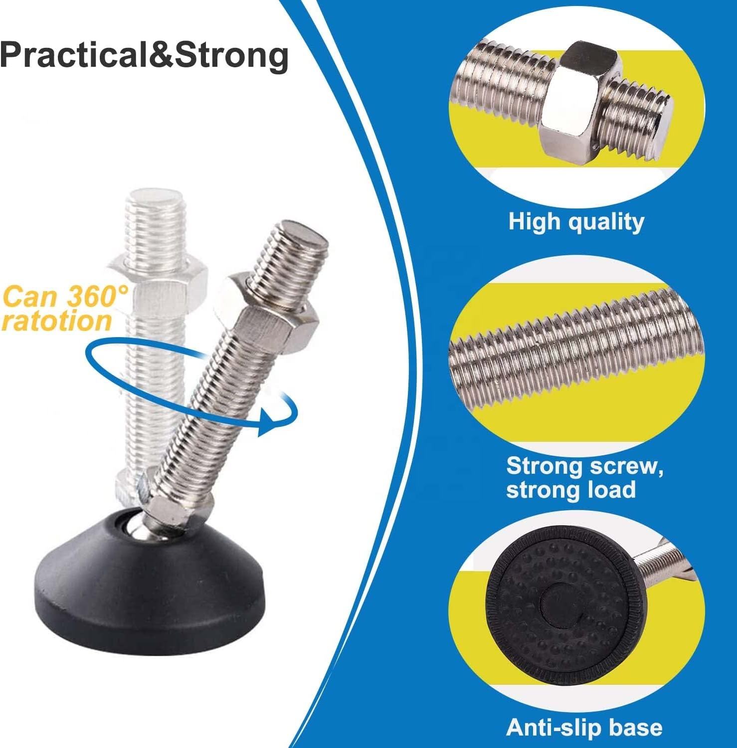 Nylon Universal Adjustable Support Feet Furniture Leveler Leveling Mount Foot (2)