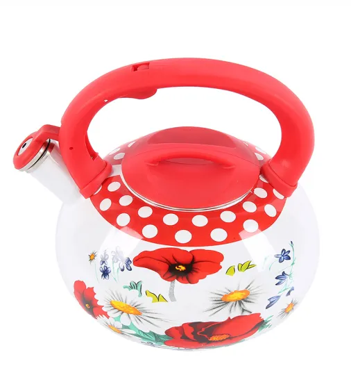 3.2L Enamel Teapot Plastic Handle Enamel Water Whistling Kettle