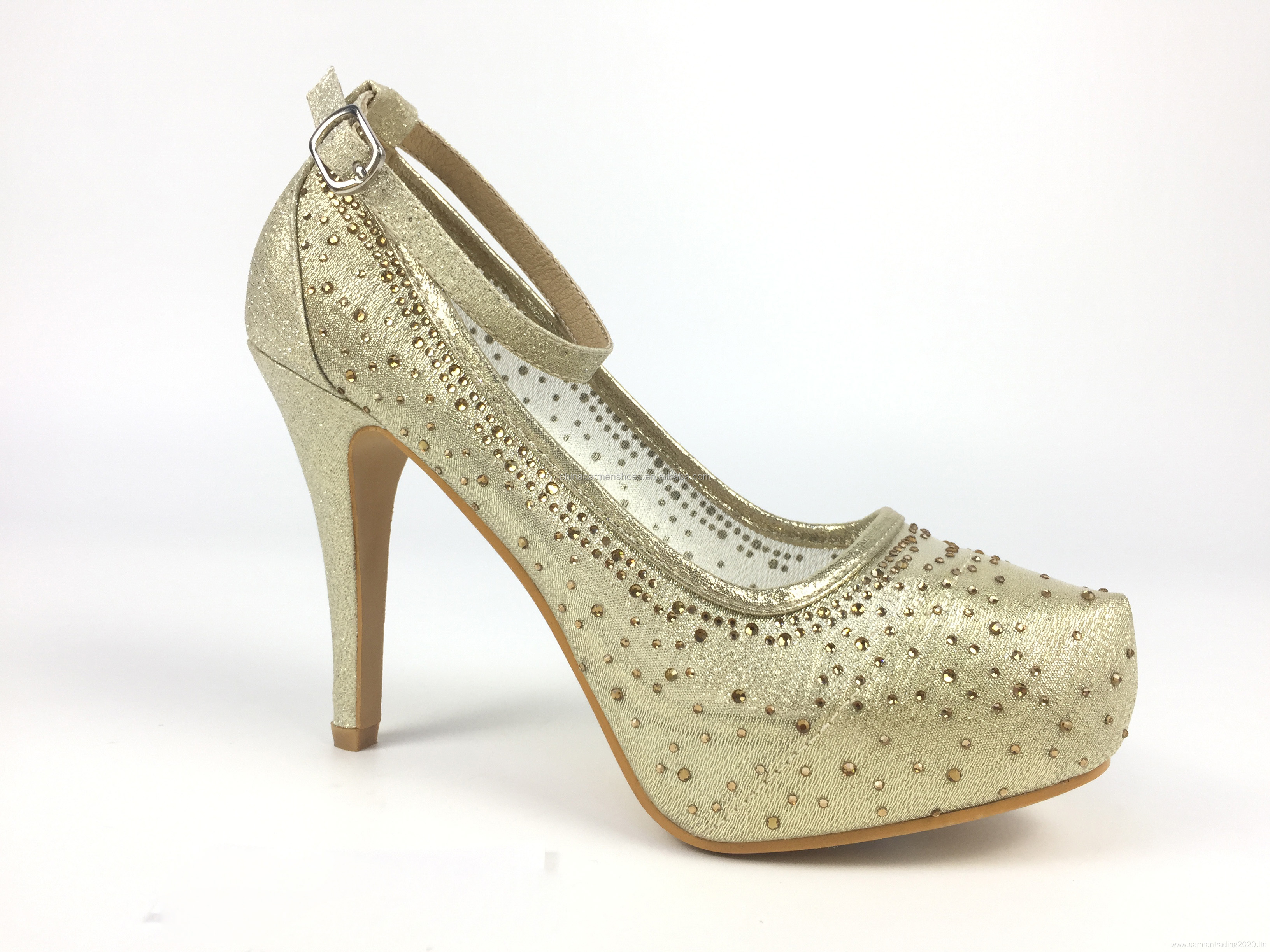 Women's platform heels open-toe Rhinestone mesh bridal shoes