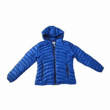 Blue winter jacket, made of 100% polyester shell, OEM/ODM orders are welcome