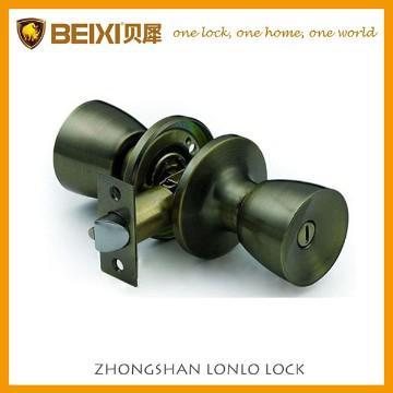 Antique brass finish tubular brass knob privacy latch bathroom lock