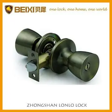 Antique brass finish tubular brass knob privacy latch bathroom lock