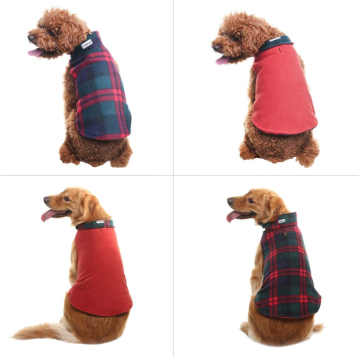 Pakaian Musim Sejuk Dog Jaket Fleece Reversible