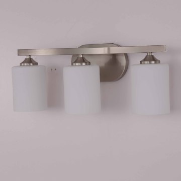 Modern Opal Glass Bathroom Wall Lamp with Brushed Nickel Finish