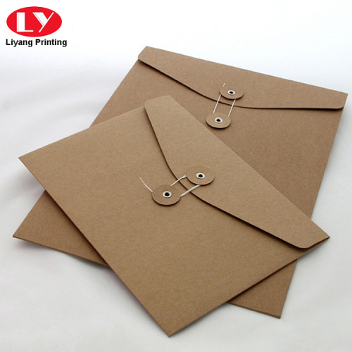 Brown kraft envelope with string and button