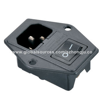 AC Power Socket with 100Ma Insulation Resistance and PA66 or PBT Housing, RoHS/ REACH