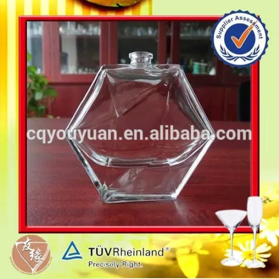 SGS certificate small hexagon glass bottle perfume 100ml