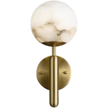 Modern Luxury Copper Alabaster LED Wall Lamp for Hotel Villa Decor