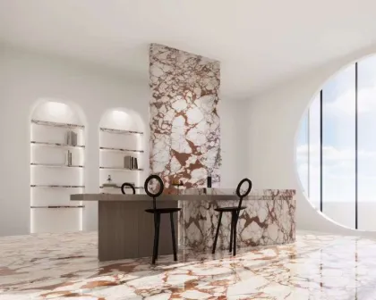 Luxury Home Decor: Polished Bvlgari Pink Marble Slab for Dining Table Tops