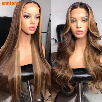 Highlight Ombre Brown Body Wave Lace Front Wig Pre Plucked Brazilian Lace Front Human Hair Wigs For Women Color #P4/27 #P4/30