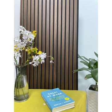 3D acoustic slat wall panel dark oak