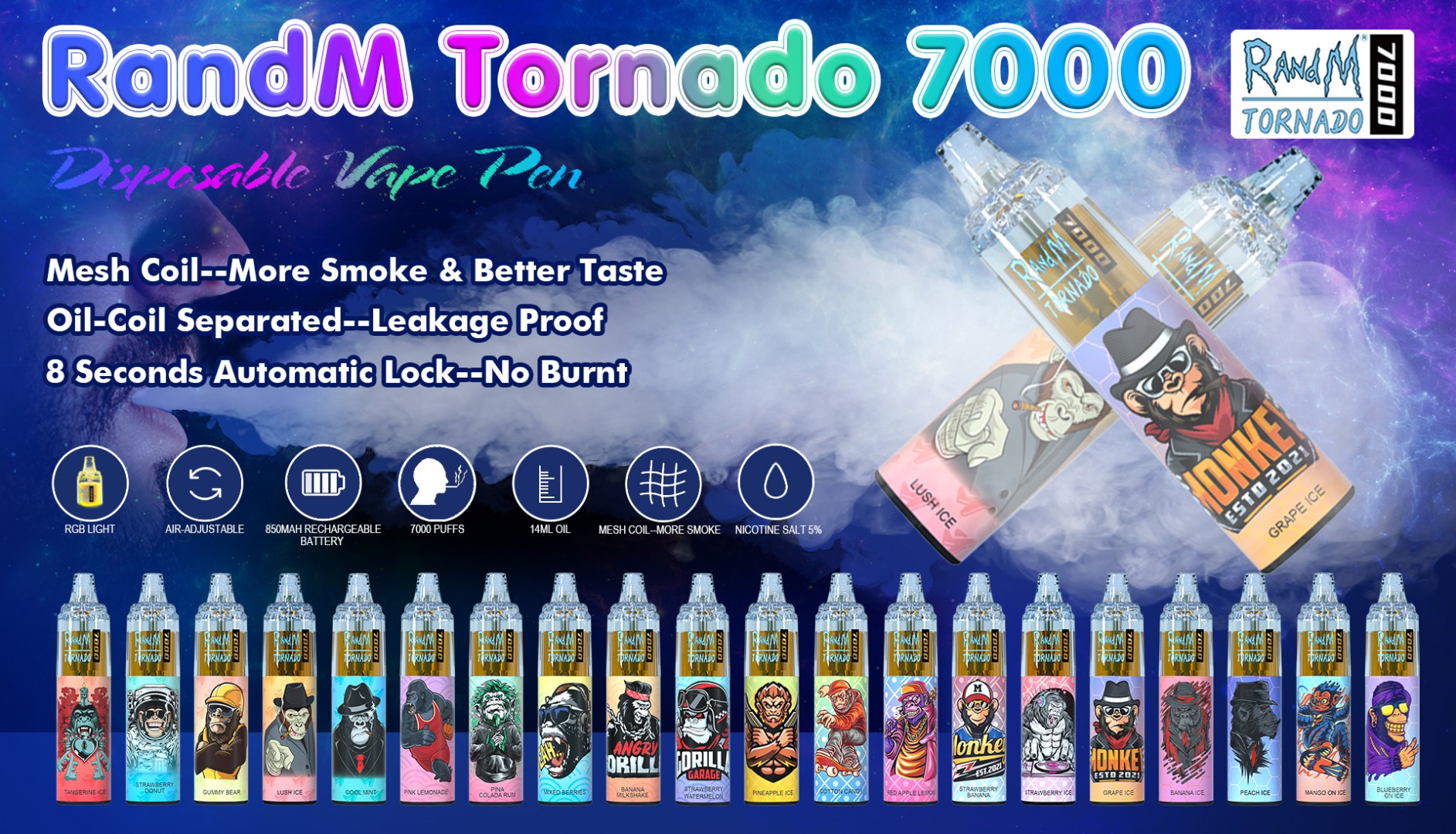 RANDM TORNADO 7000 AIRFLOW CONTROL DISPOSABLE VAPE