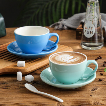Ceramic 300ml Coffee Cup and Saucer Set