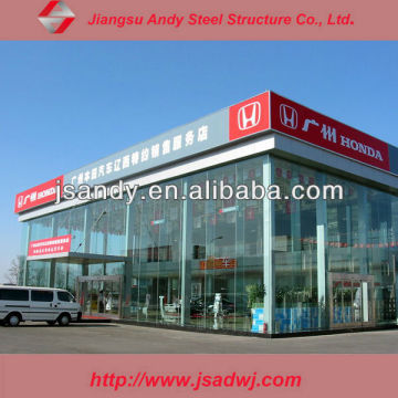 Glass curtain wall and steel structure of car showroom