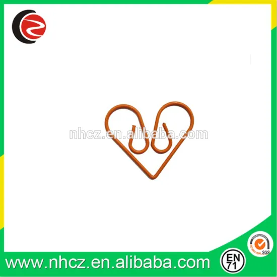 Orange Heart shaped paper clips