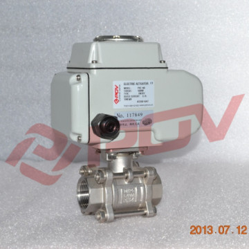 2 way inner thread electric 3pc full port ball valve dn20