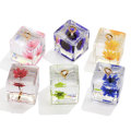 Wholesale 14mm Cube Resin Transparent Beads Flowers Pearl Filling Charms for Earring Pendants Jewelry Ornament Keychain Decor