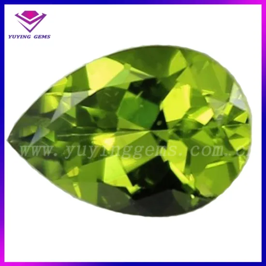 Wuzhou Manufacturer Made Pear Shape Synthetic Peridot Cubic Zirconia Stone
